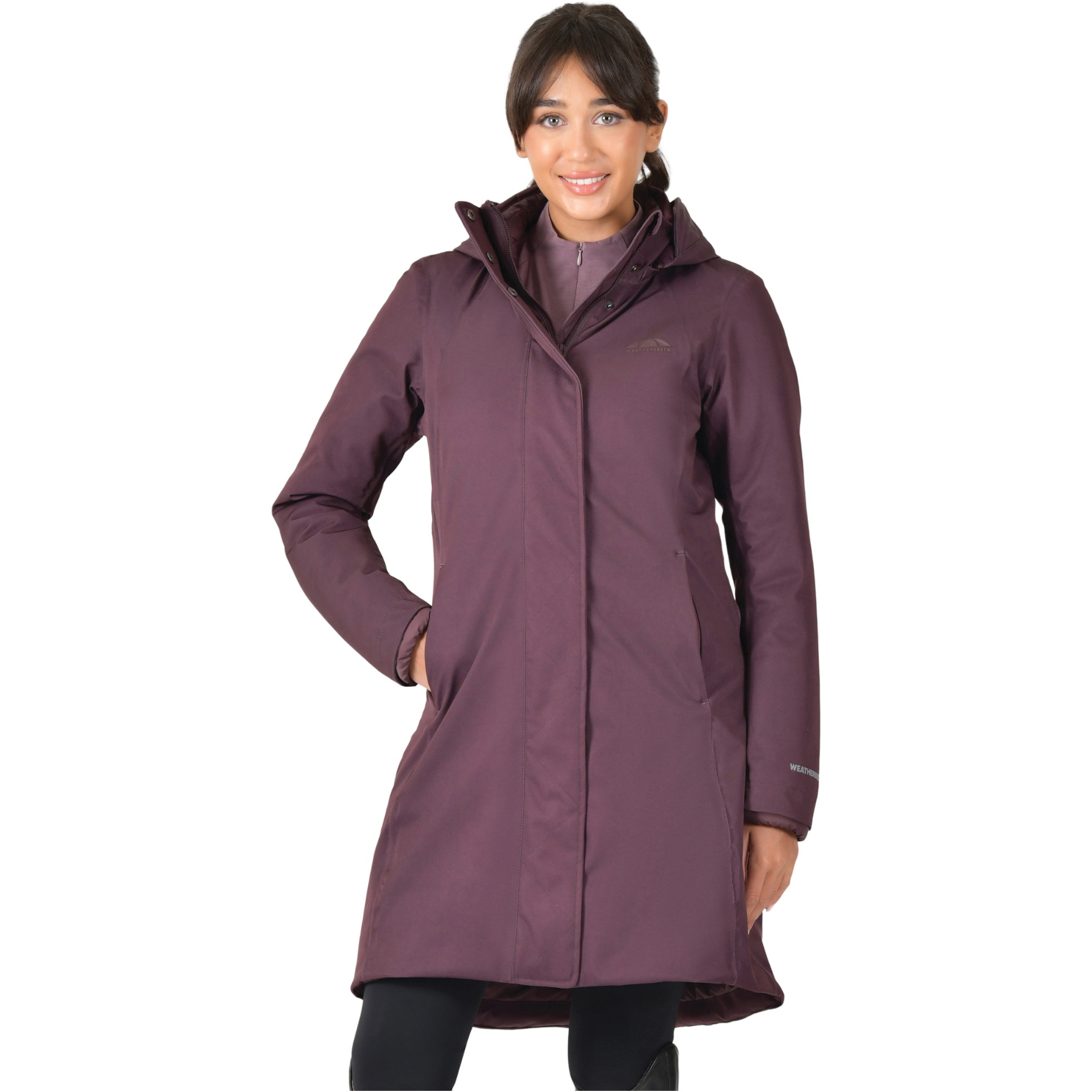 2025 Weatherbeeta Femmes Vêtement Imperméable Tout Usage Longline Équestre Veste 1028432 - Mulberry